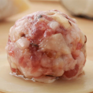 Fresh meat filling of winter mushrooms and horse hooves